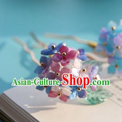 Handmade Chinese Classical Hydrangea Hairpins Traditional Hair Accessories Ancient Hanfu Hair Clip for Women