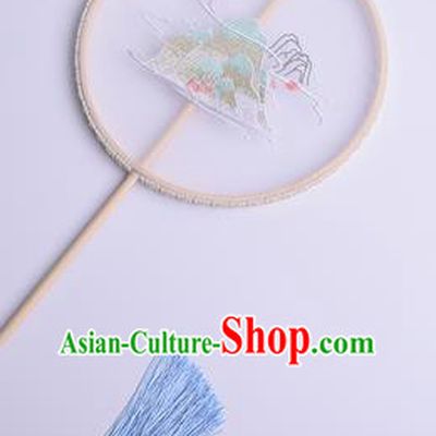 Handmade Chinese Traditional Dance Silk Fan Accessories Decoration Hanfu Embroidered Mountain Palace Fan for Women
