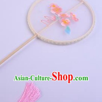 Handmade Chinese Traditional Dance Silk Fan Accessories Decoration Hanfu Embroidered Peach Blossom Palace Fan for Women