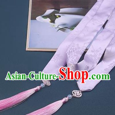 Chinese Traditional Hanfu Lilac Hairband Hair Accessories Handmade Hair Rope Tassel Hair Clasp for Women