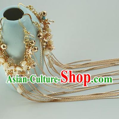 Top Grade Chinese Classical Ming Dynasty Jewelry Accessories Handmade Ancient Hanfu Golden Tassel Hair Clasp for Women