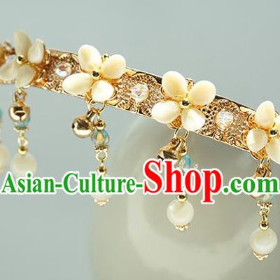 Handmade Chinese Flowers Hair Clip Traditional Hair Accessories Ancient Court Classical Bell Tassel Hairpins for Women