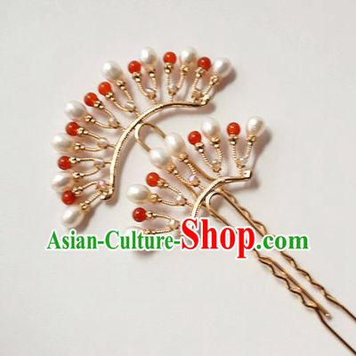 Handmade Chinese Tang Dynasty Hair Clip Traditional Hair Accessories Ancient Court Classical Golden Hairpins for Women
