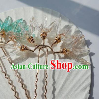Handmade Chinese Beige Bamboo Leaf Hair Clip Traditional Hair Accessories Ancient Hanfu Hairpins for Women