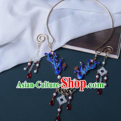 Chinese Handmade Precious Stones Necklet Decoration Traditional Ming Dynasty Cloisonne Phoenix Necklace Accessories for Women