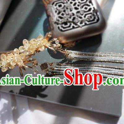 Handmade Chinese Beads Tassel Hair Clip Traditional Hair Accessories Ancient Tang Dynasty Court Plum Blossom Hairpins for Women