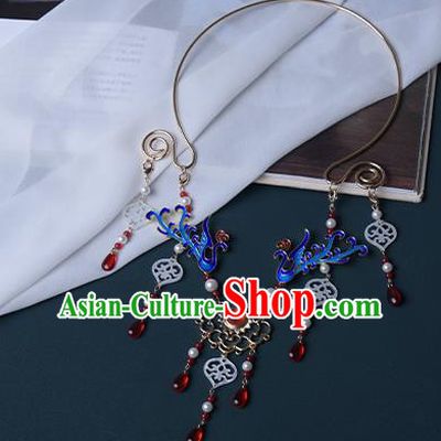 Chinese Handmade Cloisonne Phoenix Precious Stones Necklet Decoration Traditional Ming Dynasty Necklace Accessories for Women