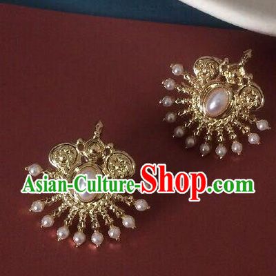 Handmade Chinese Ming Dynasty Hair Claws Traditional Hair Accessories Ancient Golden Hairpins Hair Stick for Women