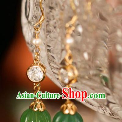 Chinese Handmade Hanfu Jade Earrings Traditional Ear Jewelry Accessories Classical Crystal Eardrop for Women