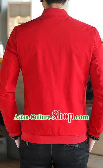 Chinese Traditional Embroidered Dragon Red Jacket Tang Suit Overcoat Costumes for Men Chinese Traditional Embroidered Dragon Red Jacket Tang Suit Overcoat Costumes for Men