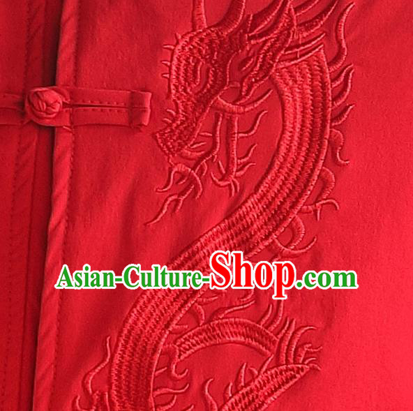 Chinese Traditional Embroidered Dragon Red Jacket Tang Suit Overcoat Costumes for Men Chinese Traditional Embroidered Dragon Red Jacket Tang Suit Overcoat Costumes for Men
