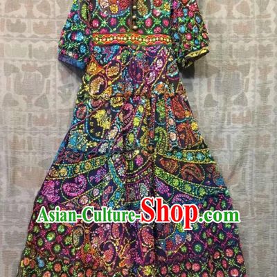 Thailand Traditional Embroidered Beads Dress Photography Asian Thai National Beach Dress Sequins Costumes for Women