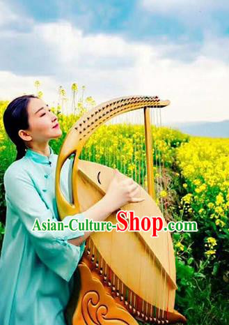 Chinese Traditional Musical Instruments China Ancient Konghou Strings Golden Chinese Harp String Instrument Chinese Traditional Musical Instruments China Ancient Konghou Strings Golden Chinese Harp String Instrument