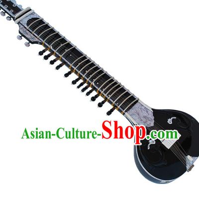 India Traditional Musical Instruments Indian Black Sitar Rosewood Handmade Carving Plucked String Instrument