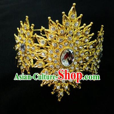 Chinese Dai Nationality Folk Dance Bracelet Traditional Ethnic Golden Bangle Accessories for Women
