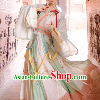 Traditional Chinese Jin Dynasty Noble Lady Hanfu Apparels Ancient Royal Princess Blouse and Skirt Historical Costumes for Women