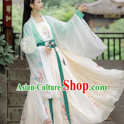 Chinese Tang Dynasty Palace Princess Costumes Traditional Ancient Court Lady Embroidered Cape Blouse and Skirt Hanfu Apparels Full Set