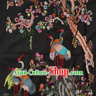 Chinese Traditional Embroidered Cranes Pine Fabric Patches Handmade Embroidery Craft Embroidering Silk Applique Accessories