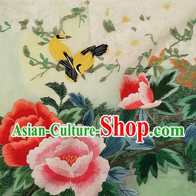 Traditional Chinese Embroidered Magnolia Bird Fabric Patches Handmade Embroidery Craft Accessories Embroidering Peony Applique