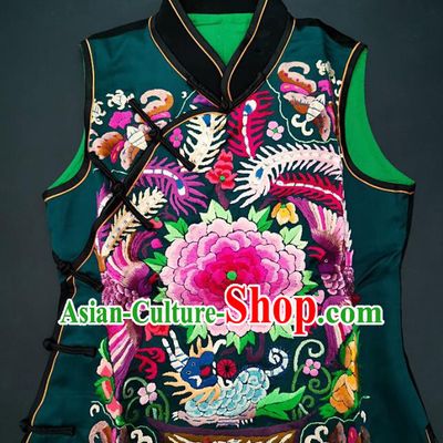 Chinese Traditional Embroidered Waistcoat Handmade Embroidery Costume Tang Suit Upper Outer Garment Silk Vest for Women