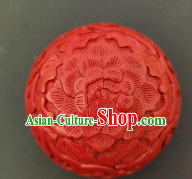 Chinese Traditional Carving Peony Lacquer Rouge Box Handmade Lacquerware Craft Red Inkpad Box Chinese Traditional Carving Peony Lacquer Rouge Box Handmade Lacquerware Craft Red Inkpad Box