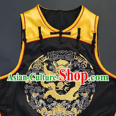 Chinese Traditional Embroidered Dragon Vest Handmade Embroidery Costume Tang Suit Yellow Silk Waistcoat for Women