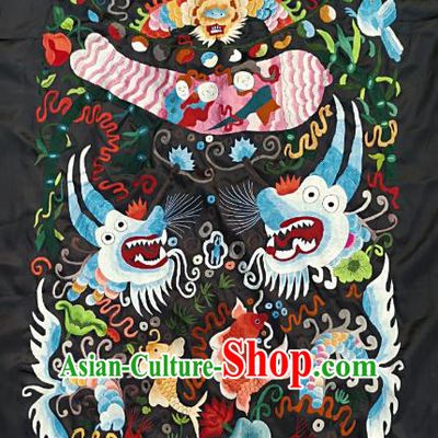 Chinese Traditional Embroidered Goldfish Fabric Patches Handmade Embroidery Craft Miao Ethnic Accessories Embroidering Dragon Applique