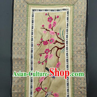 Chinese Traditional Embroidered Pink Plum Blossom Picture Handmade Embroidery Craft Embroidering Silk Decorative Painting