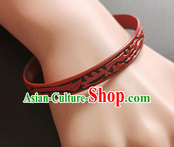 Chinese Traditional Handmade Carving Fish Dragon Craft Black Lacquerware Bracelet Accessories Chinese Traditional Handmade Carving Fish Dragon Craft Black Lacquerware Bracelet Accessories