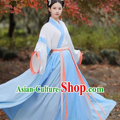 Chinese Jin Dynasty Patrician Female Costumes Traditional Ancient Hanfu Garment Blouse and Skirt for Young Lady