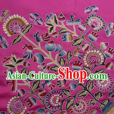 Traditional Chinese Embroidered Flowers Fabric Patches Handmade Embroidery Craft Accessories Embroidering Rosy Silk Cushion Applique