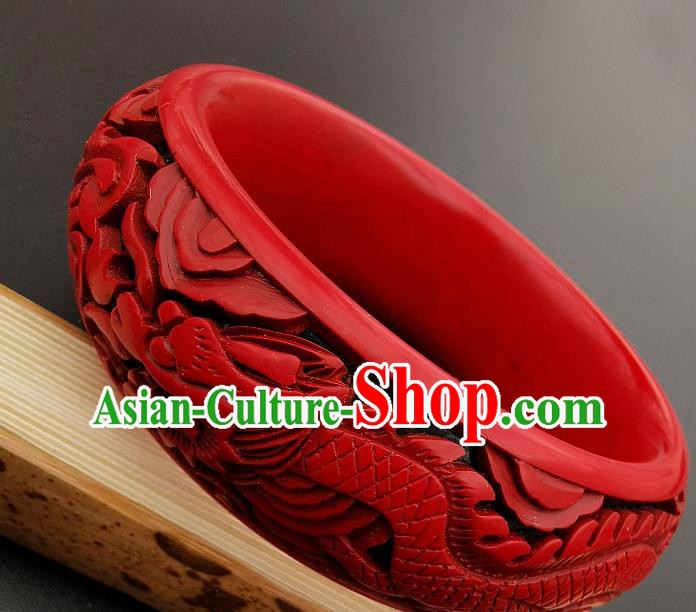 Chinese Handmade Carving Phoenix Lacquer Bracelet Traditional Lacquerware Craft Wedding Red Bangle Accessories Chinese Handmade Carving Phoenix Lacquer Bracelet Traditional Lacquerware Craft Wedding Red Bangle Accessories