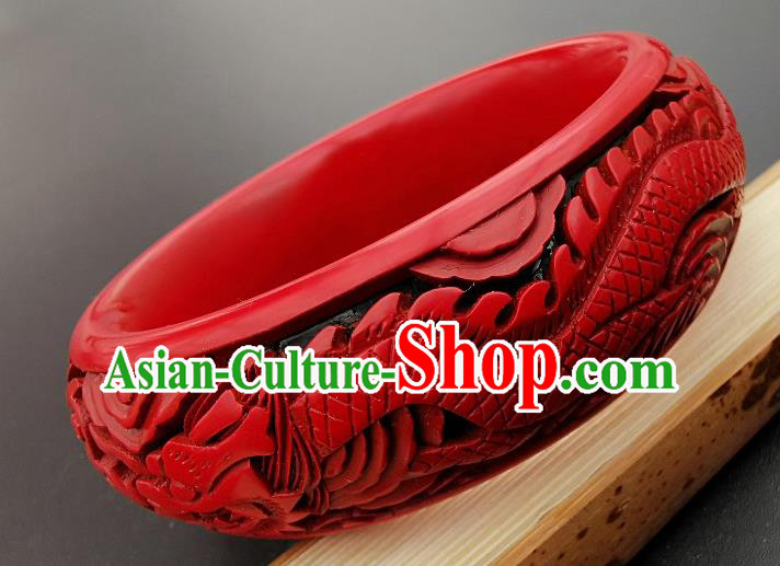 Chinese Handmade Carving Phoenix Lacquer Bracelet Traditional Lacquerware Craft Wedding Red Bangle Accessories Chinese Handmade Carving Phoenix Lacquer Bracelet Traditional Lacquerware Craft Wedding Red Bangle Accessories
