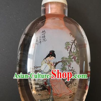 Chinese Snuff Bottle Traditional Handmade Painting Young Beauty Snuff Bottles