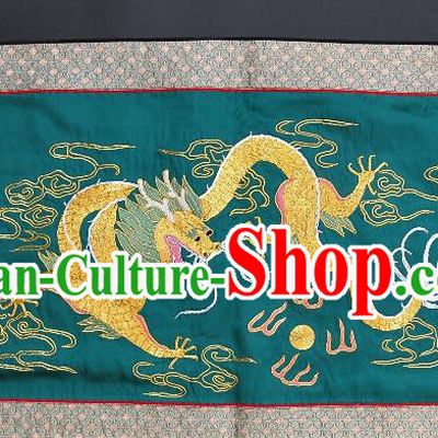 Chinese National Embroidered Dragon Wall Paintings Traditional Handmade Embroidery Craft Decorative Green Silk Picture