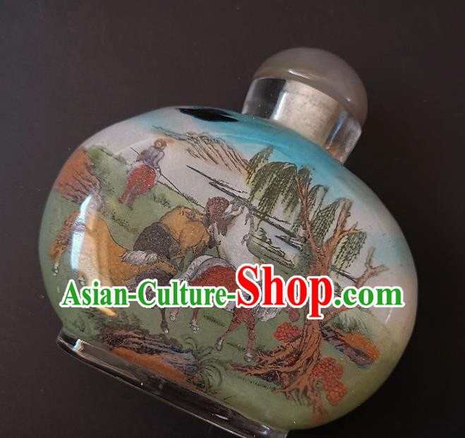 Chinese Snuff Bottle Traditional Handmade Painting Horses Pine Snuff Bottles