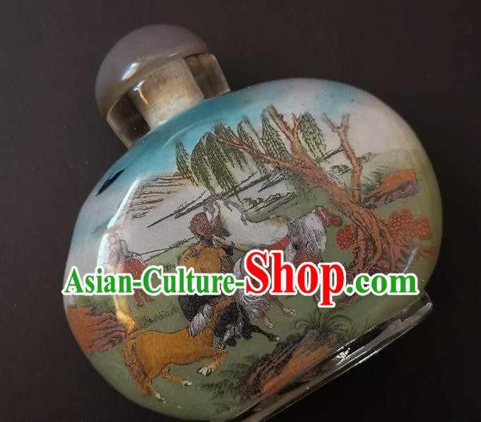 Chinese Snuff Bottle Traditional Handmade Painting Horses Pine Snuff Bottles