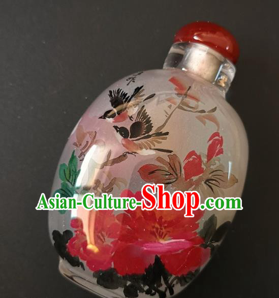 Chinese Snuff Bottle Traditional Handmade Painting Peony Birds Inside Snuff Bottles Chinese Snuff Bottle Traditional Handmade Painting Peony Birds Inside Snuff Bottles