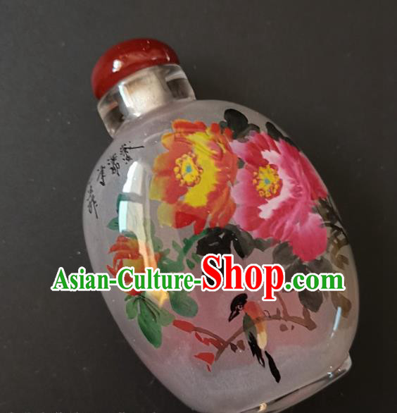 Chinese Snuff Bottle Traditional Handmade Painting Peony Birds Inside Snuff Bottles Chinese Snuff Bottle Traditional Handmade Painting Peony Birds Inside Snuff Bottles