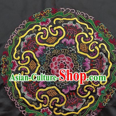 Traditional Chinese Embroidered Pink Bats Fabric Hand Embroidering Dress Round Applique Embroidery Silk Patches Accessories