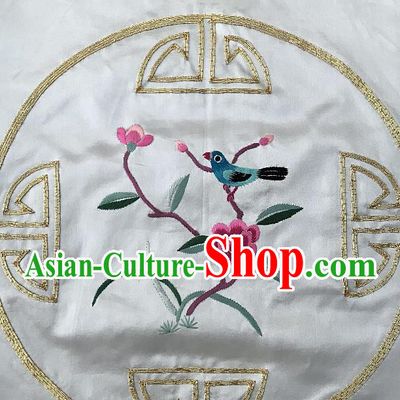 Traditional Chinese Embroidered Flower Bird Cloth Patches Handmade Embroidering Dress Applique Embroidery Silk Fabric Round Accessories