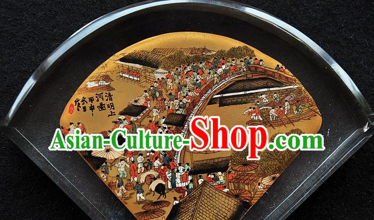 Chinese Desk Screen Traditional Handmade Painting Riverside Scene at Qingming Festival Inside Table Screen Chinese Desk Screen Traditional Handmade Painting Riverside Scene at Qingming Festival Inside Table Screen