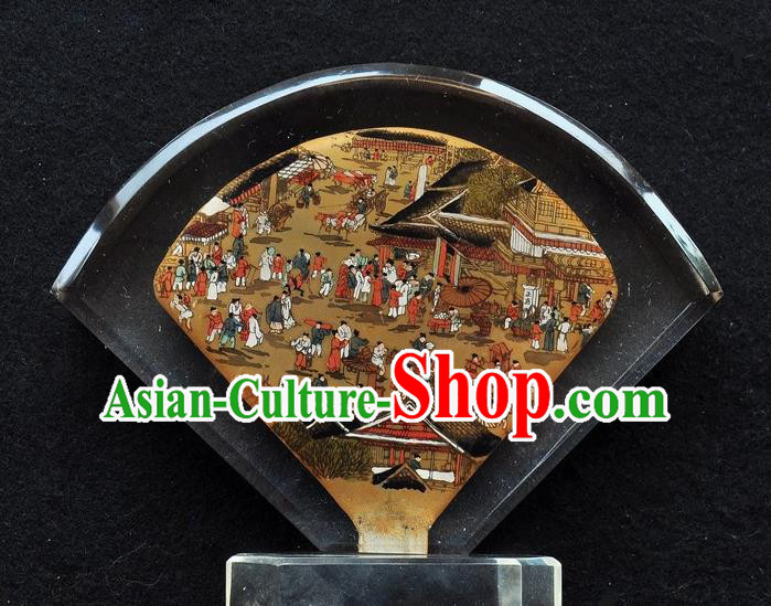 Chinese Desk Screen Traditional Handmade Painting Riverside Scene at Qingming Festival Inside Table Screen Chinese Desk Screen Traditional Handmade Painting Riverside Scene at Qingming Festival Inside Table Screen