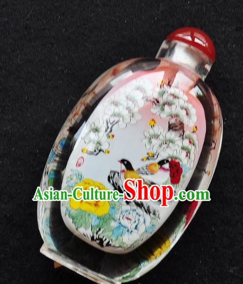 Chinese Handmade Snuff Bottle Traditional Inside Painting Magnolia Bird Peony Snuff Bottles Artware Chinese Handmade Snuff Bottle Traditional Inside Painting Magnolia Bird Peony Snuff Bottles Artware