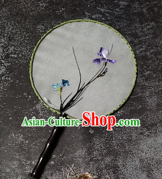 Chinese Traditional Embroidery Orchid Palace Fans Handmade Round Fan Embroidered Silk Fan Craft Chinese Traditional Embroidery Orchid Palace Fans Handmade Round Fan Embroidered Silk Fan Craft