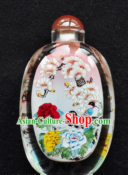 Chinese Handmade Snuff Bottle Traditional Inside Painting Magnolia Bird Peony Snuff Bottles Artware Chinese Handmade Snuff Bottle Traditional Inside Painting Magnolia Bird Peony Snuff Bottles Artware