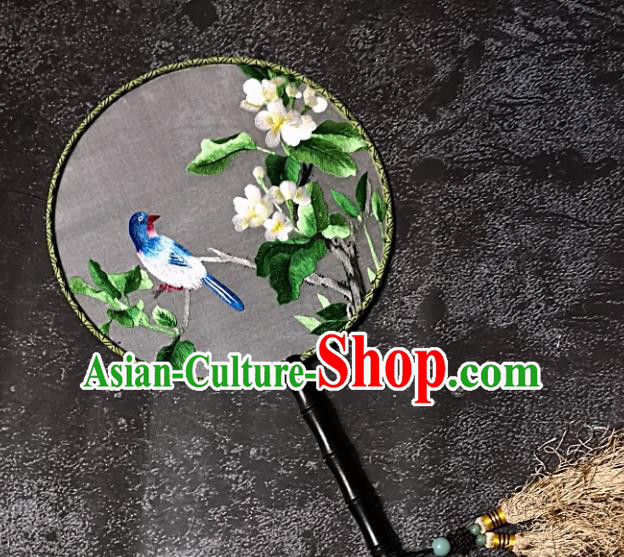 Chinese Traditional Embroidery Palace Fans Handmade Round Fan Embroidered Flower Bird Silk Fan Craft Chinese Traditional Embroidery Palace Fans Handmade Round Fan Embroidered Flower Bird Silk Fan Craft