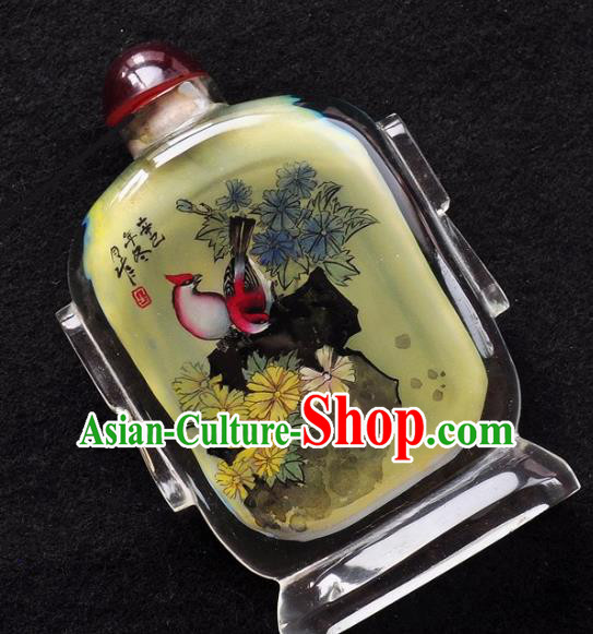 Chinese Handmade Snuff Bottle Traditional Inside Painting Chrysanthemum Birds Snuff Bottles Artware Chinese Handmade Snuff Bottle Traditional Inside Painting Chrysanthemum Birds Snuff Bottles Artware