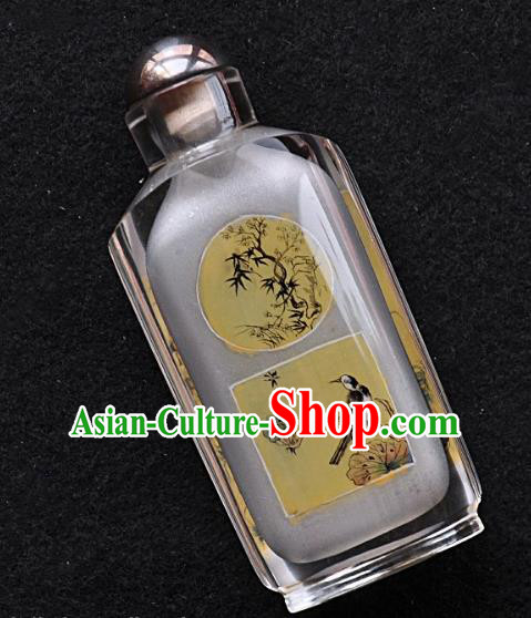 Chinese Handmade Snuff Bottle Traditional Inside Painting Bamboo Birds Snuff Bottles Artware Chinese Handmade Snuff Bottle Traditional Inside Painting Bamboo Birds Snuff Bottles Artware