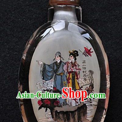 Chinese Handmade Snuff Bottle Traditional Inside Painting Butterfly Love Liang Shanbo and Zhu Yingtai Snuff Bottles Artware